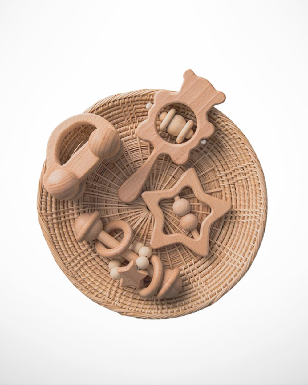 Wooden Baby Rattle Set – Natural Montessori Toys
